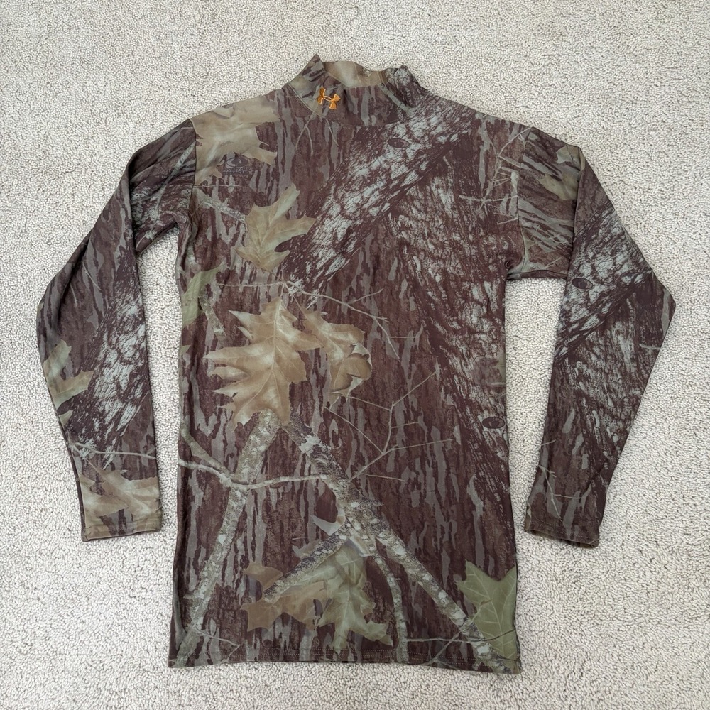 Under Armour Mossy Oak Long Sleeve Mock Neck Shirt Men's Large Tree Hunting